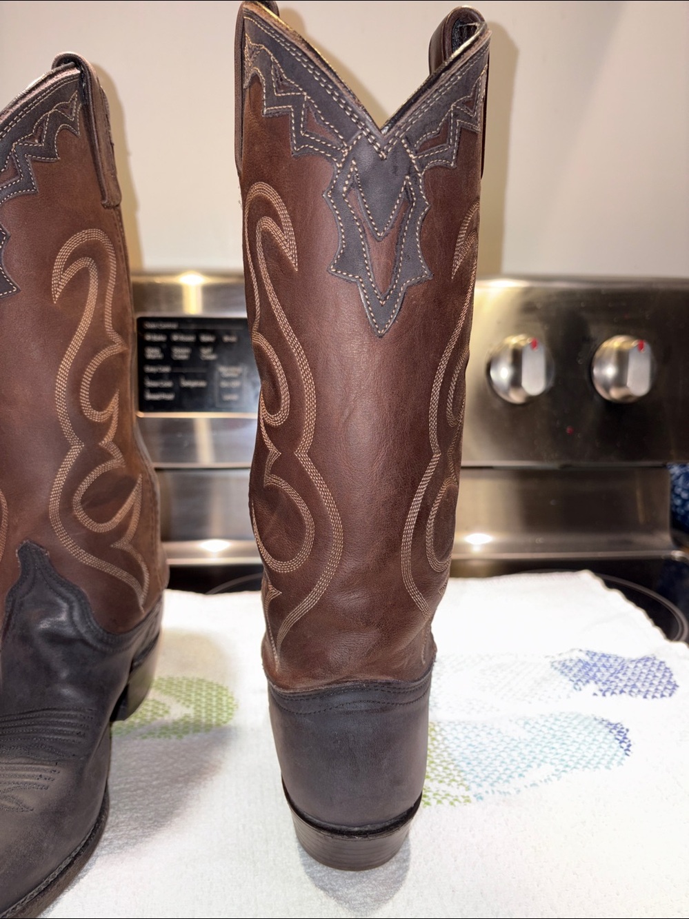 Dan post 2 Tone Cowboy Boots Leather Woman’s Sz 6.5 - Picture 8 of 13